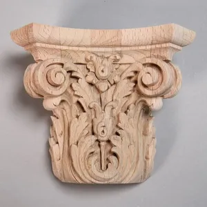 Oak capital for half column with bellflowers and volutes